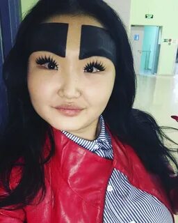 Asian girl with huge eyebrows