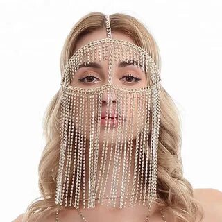 Metal Face Veil Chains Jewelry Harness Tassel Face Chains In