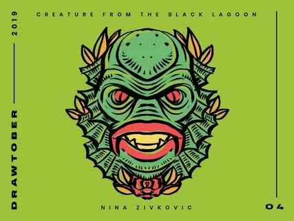 Drawtober: 04 of 31 - Creature of the Black Lagoon by Nina Z