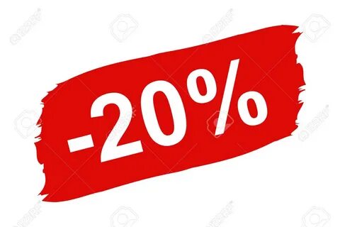 Red Discount Label 20 Percent - Brushstroke Set - Vector Illustration Isola...