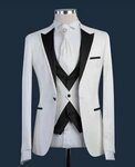 Новый дизайн, белый мужской костюм, черные формальные смокин