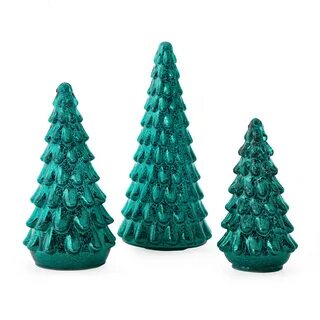 Belham Living Christmas Trees Mercury Glass Set of 3, Green 