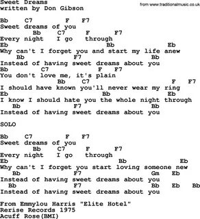 Emmylou Harris song: Sweet Dreams, lyrics and chords