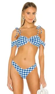 Montce Swim Betsy Bikini Top in Blue Gingham REVOLVE