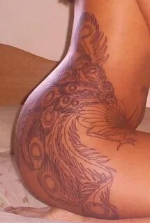 feathers #tattoo #peacock #curved #intricate #outline #thigh