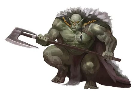 Orc Barbarian with Greataxe - Pathfinder PFRPG DND D&D d20 f