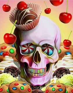 funtimes# cherries# cupcakes# skull Skull painting, Skull ar