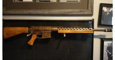 Hammered brass, natural wood highlight this custom .45-70 AR