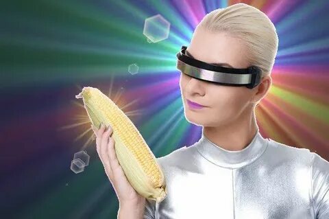 On the topic of weird stock photos...cyber woman with corn.