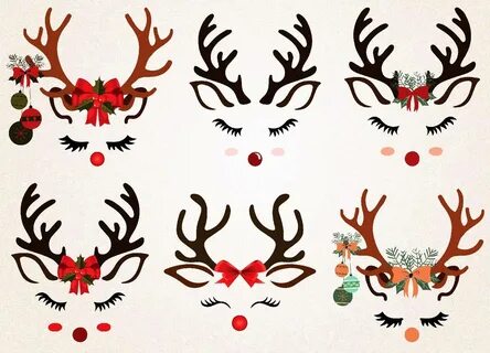 Cute Reindeer Face Svg - Layered SVG Cut File - Download All