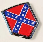 American Rebel Confederate Flag Crest Emblem Chrome Car Deca