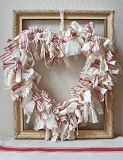 DIY Shabby Farmhouse Heart Rag Wreath Valentine's Day Wreath