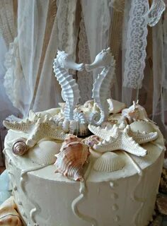 Acrylic Sea Horse Bride & Groom Wedding Cake Topper Decorati