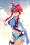 Safebooru - 1girl arm at side blue eyes breasts clenched han