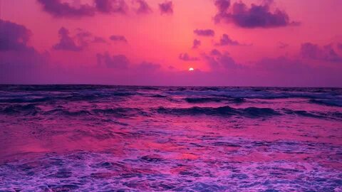 Wallpaper : pink, sea, water, sunset, horizon, clouds, purpl