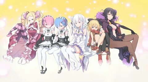 Rezero 6 изображений, показывая несколько символов, таких ка