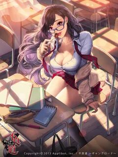 Safebooru - 1girl 2013 binder blue-framed glasses breasts ca