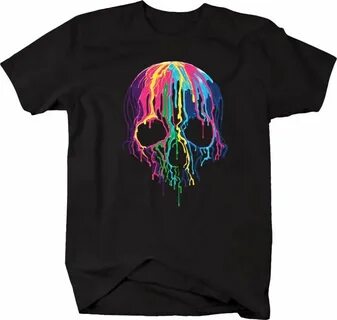 Tshirt Melting Skull Bright Colors Paint Dripping - AliExpre