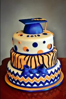 Orange and Blue Graduation Cake Blue graduation, Graduation 