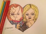 Chucky and Tiffany art; colored pencil Avengers drawings, Ch