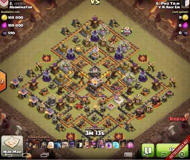 Town Hall 11 3 stars TH11 max def by 10 witches level 2, wiz