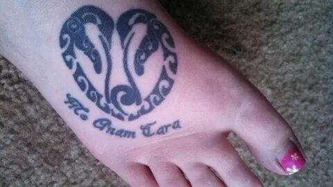 Tribal penguin tattoo w/ gaelic saying "Mo anam cara" Tattoo