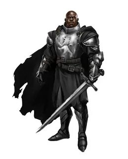 Male Human Fighter Paladin Black Knight - Pathfinder PFRPG D