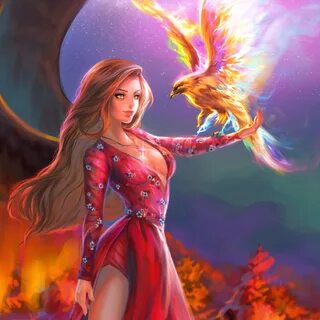 2048x2048 Fantasy Girl With Phoenix Ipad Air HD 4k Wallpaper
