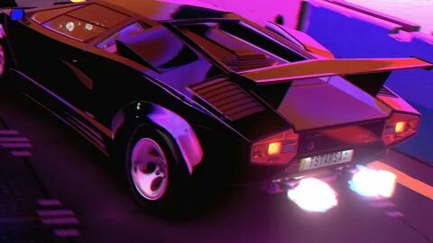 #Music #Lamborghini #Fire #80s #Neon #Countach #Rendering La