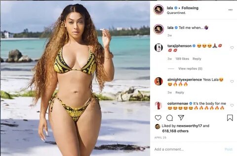 La La Anthony flaunts her body in two-piece black-and-gold swimsuit. @lala/Instagram...
