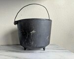 Old Antique Cast Iron Kettle Bean Pot Vintage Footed Hanging