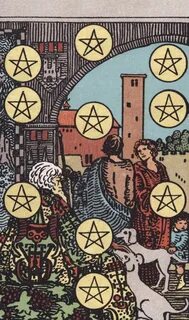 Tarotkaart Tien van Pentagrammen - Betekenis tarotkaarten va