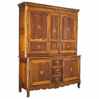 French Louis XV Buffet à Deux Corps or Cupboard Antique buff