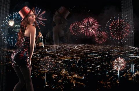 tancy, Marie, New Year, Fireworks, Night, City Wallpapers HD