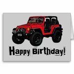 Happy Birthday red Jeep wrangler greeting card Red jeep wran