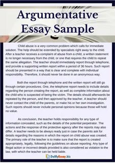 Sample argumentative essay pdf