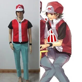 Free shipping Pokemon Trainer Red Cosplay Costume Costumes x