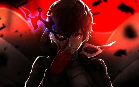 Download 1920x1200 Protagonist, Persona 5, Red Eyes, Mask, G