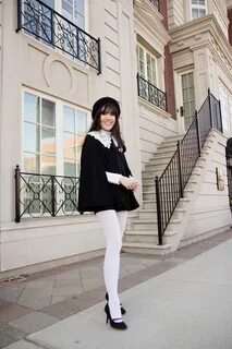 Black Cape and Lace Carolina Pinglo Fashion tights, White ti