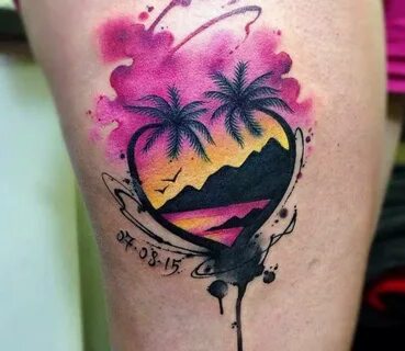 Sunset tattoo by Claudia Denti Sunset tattoos, Watercolor ta