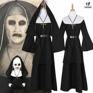 The Conjuring Scary The Nun Cosplay Costume Plus Size Outfit