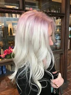 Stunning platinum hair with a subtle rose gold shadow root u