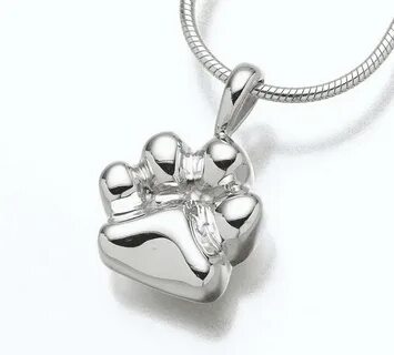 Pet Jewelry - Sterling Silver Paw Pendant for Ashes (Engrava