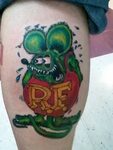 Rat Fink Tattoo (on ankle) ไ อ เ ด ย ร อ ย ส ก