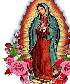 Lady of Guadalupe T-shirt, Virgin Mary with Roses Ringer T-s