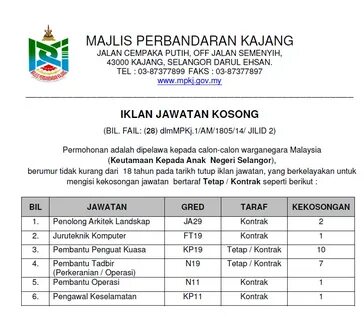 Majlis Perbandaran Kajang Jawatan Kosong - Ziondsx