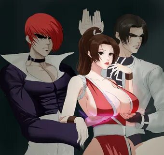 Iori and Kyo holding Mai's breasts Servants Holding Aphrodit