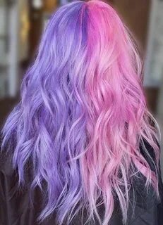 Split Hair Pink purple hair, Light purple hair, Split dyed h