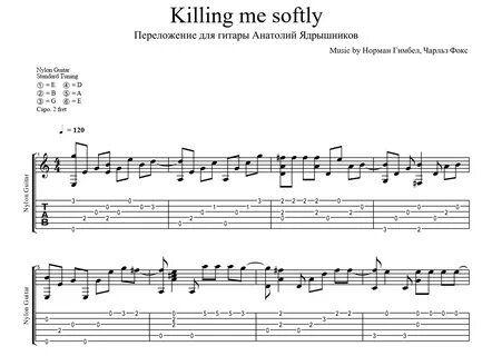 Killing Me Softly for guitar. Guitar sheet music and tabs.
