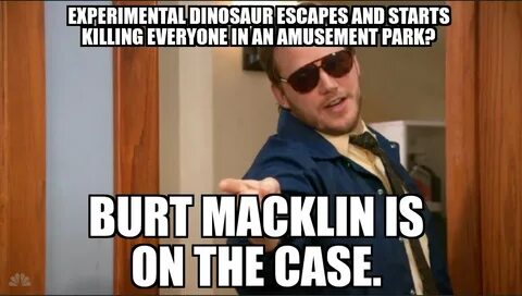 Parks and Recreation meme burt macklin jurassic on Bingecloc